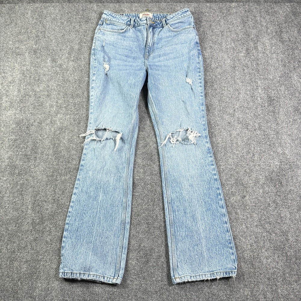 Wrangler High Rise Bold Boot Jeans Womens 10x32 Bootcut Stretch Distressed